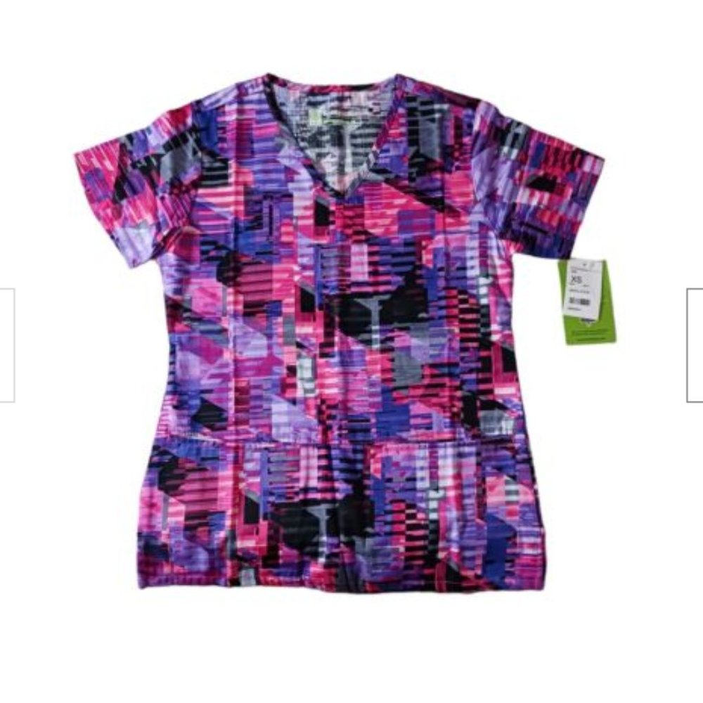 White Swan Bio Womens Scrub top Size XS Digital Static 5441
